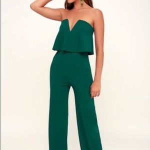 Lulu’s Emerald green strapless jumpsuit